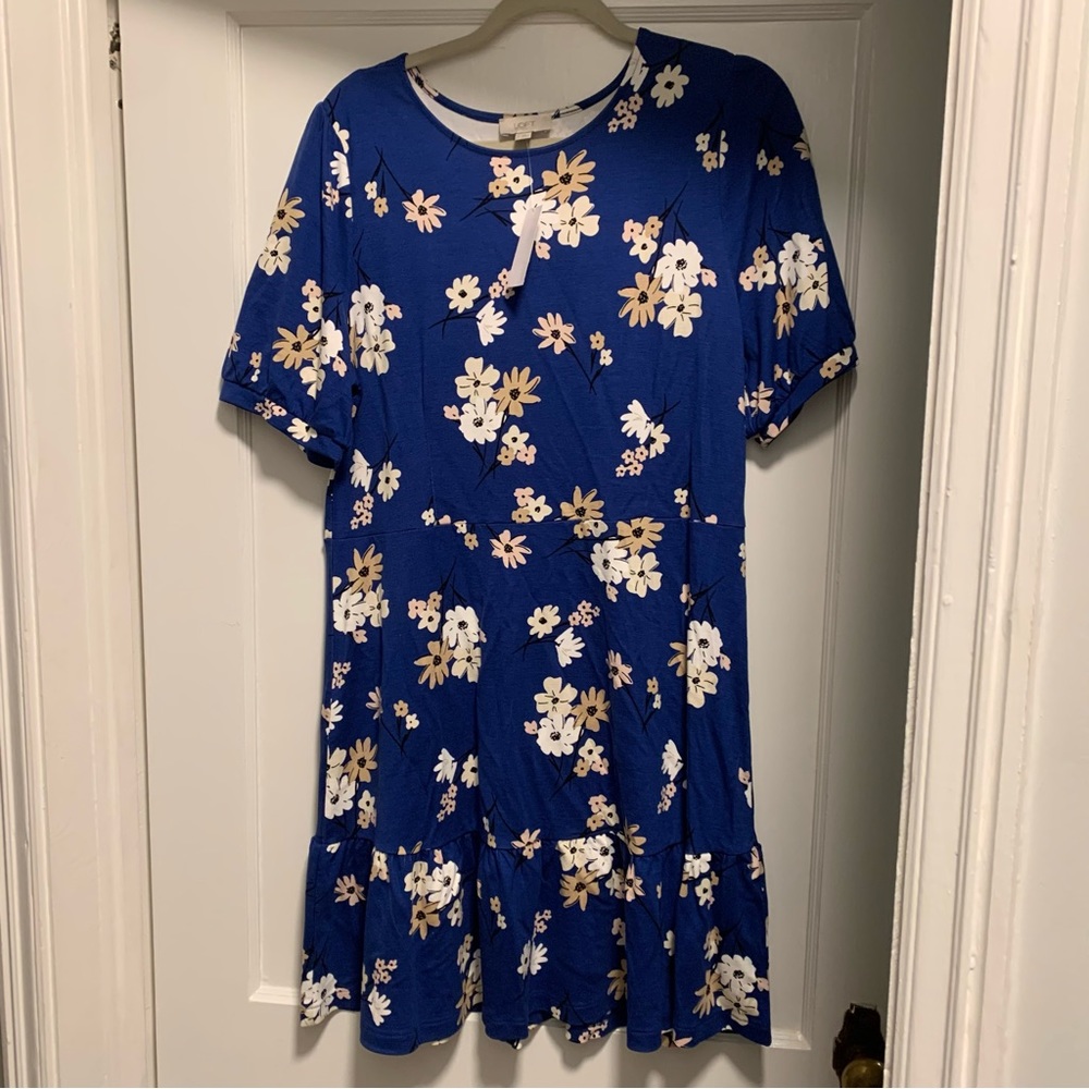 LOFT blue floral short sleeve dress
